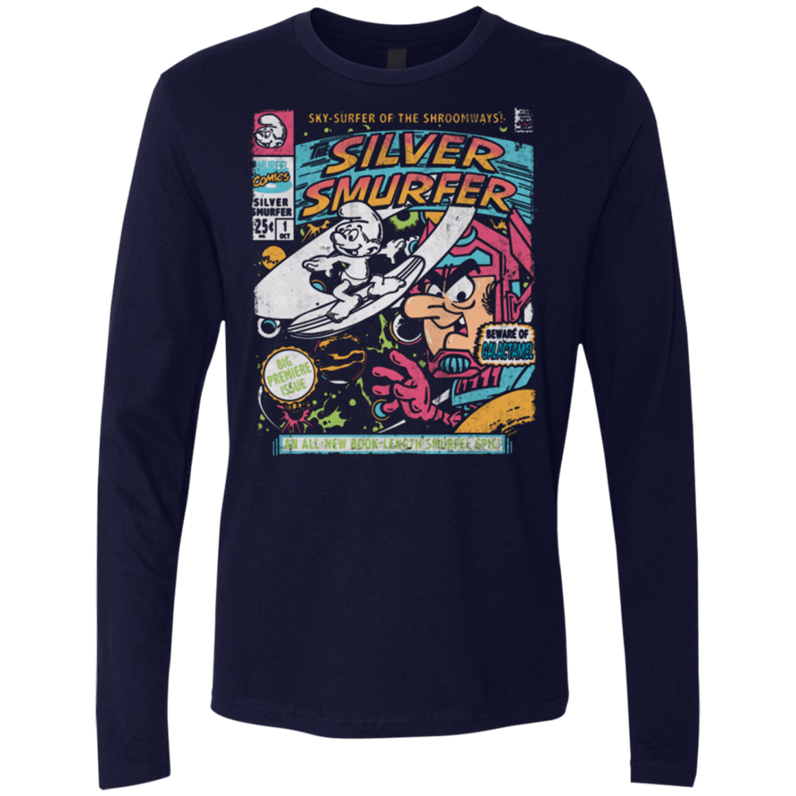 T-Shirts Midnight Navy / Small Silver Smurfer Men's Premium Long Sleeve