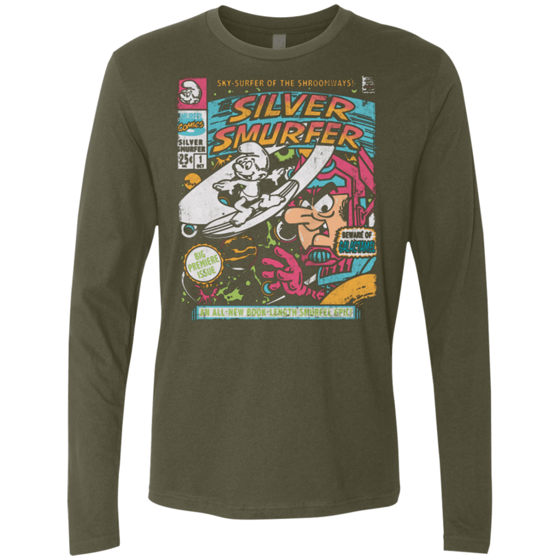 T-Shirts Military Green / Small Silver Smurfer Men's Premium Long Sleeve