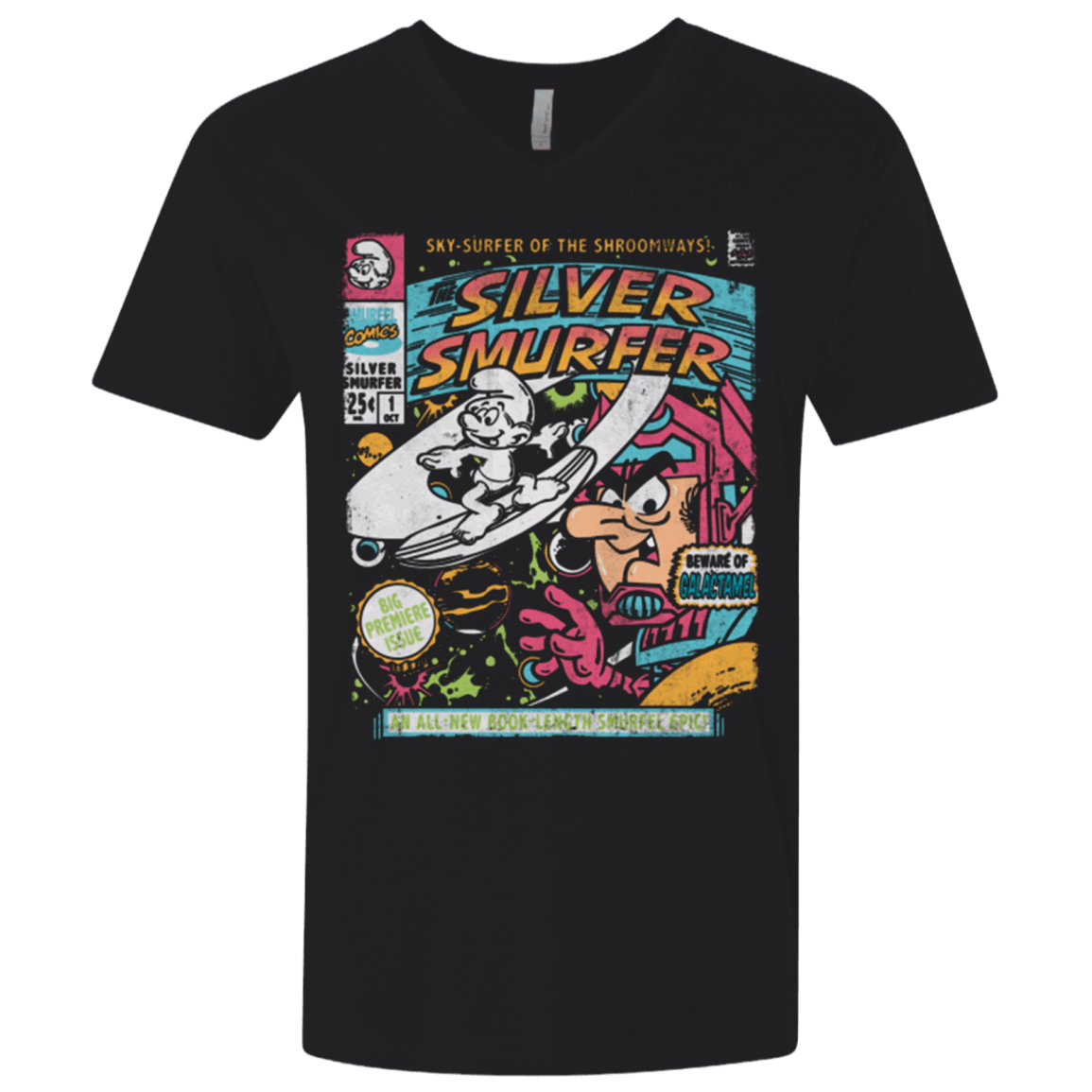 T-Shirts Black / X-Small Silver Smurfer Men's Premium V-Neck