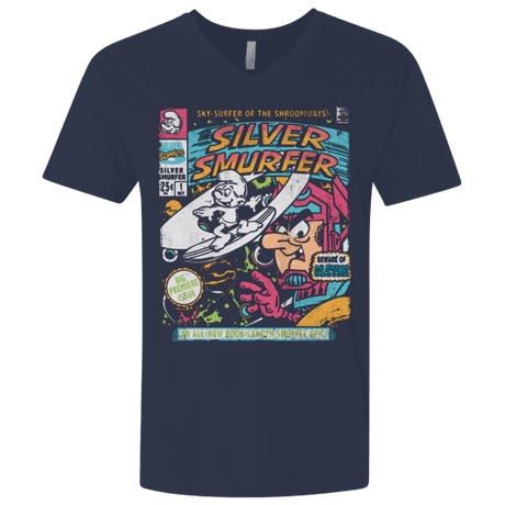 T-Shirts Midnight Navy / X-Small Silver Smurfer Men's Premium V-Neck