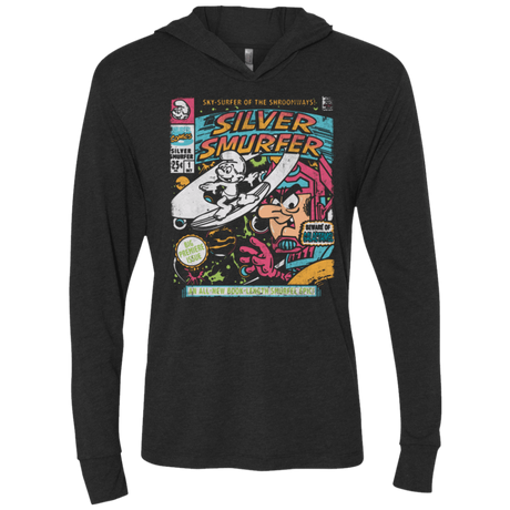 T-Shirts Vintage Black / X-Small Silver Smurfer Triblend Long Sleeve Hoodie Tee