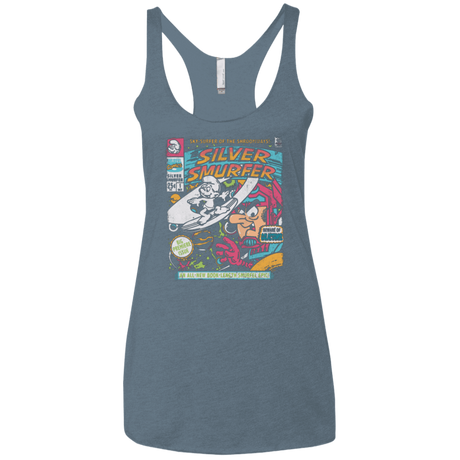 T-Shirts Indigo / X-Small Silver Smurfer Women's Triblend Racerback Tank