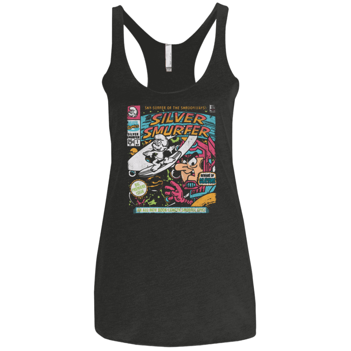 T-Shirts Vintage Black / X-Small Silver Smurfer Women's Triblend Racerback Tank