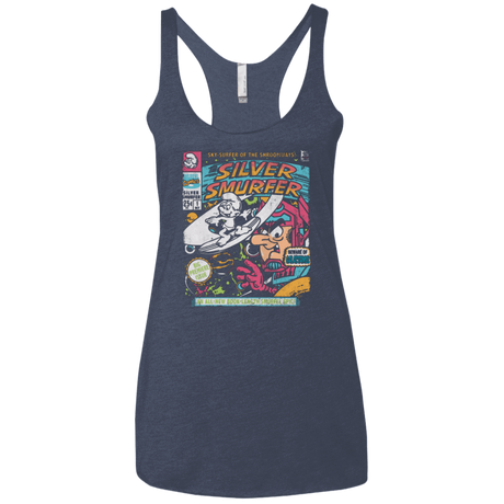 T-Shirts Vintage Navy / X-Small Silver Smurfer Women's Triblend Racerback Tank