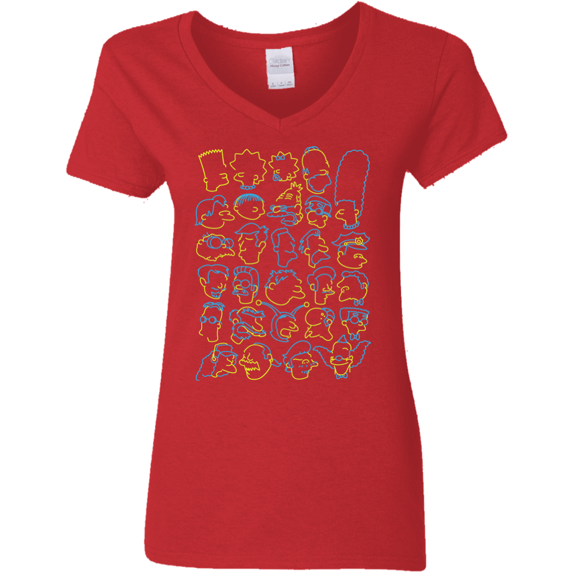 T-Shirts Red / S SIMPSONS Women's V-Neck T-Shirt