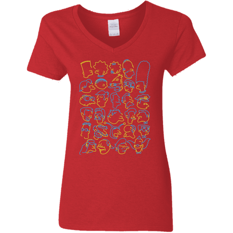 T-Shirts Red / S SIMPSONS Women's V-Neck T-Shirt