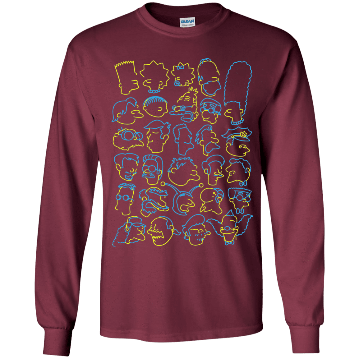 T-Shirts Maroon / YS SIMPSONS Youth Long Sleeve T-Shirt