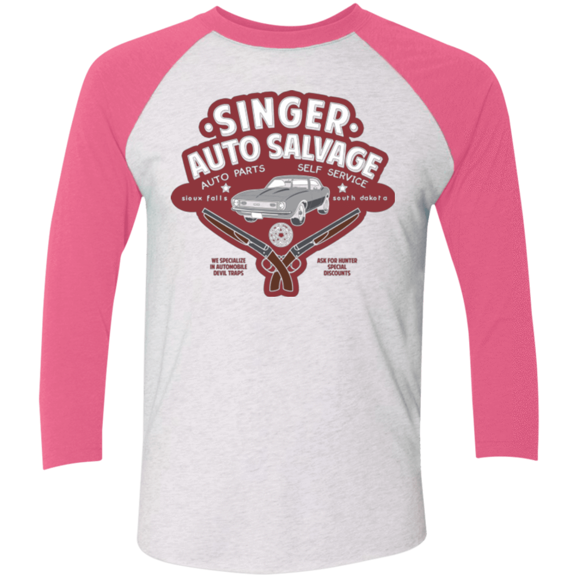 T-Shirts Heather White/Vintage Pink / X-Small Singer Auto Salvage Triblend 3/4 Sleeve