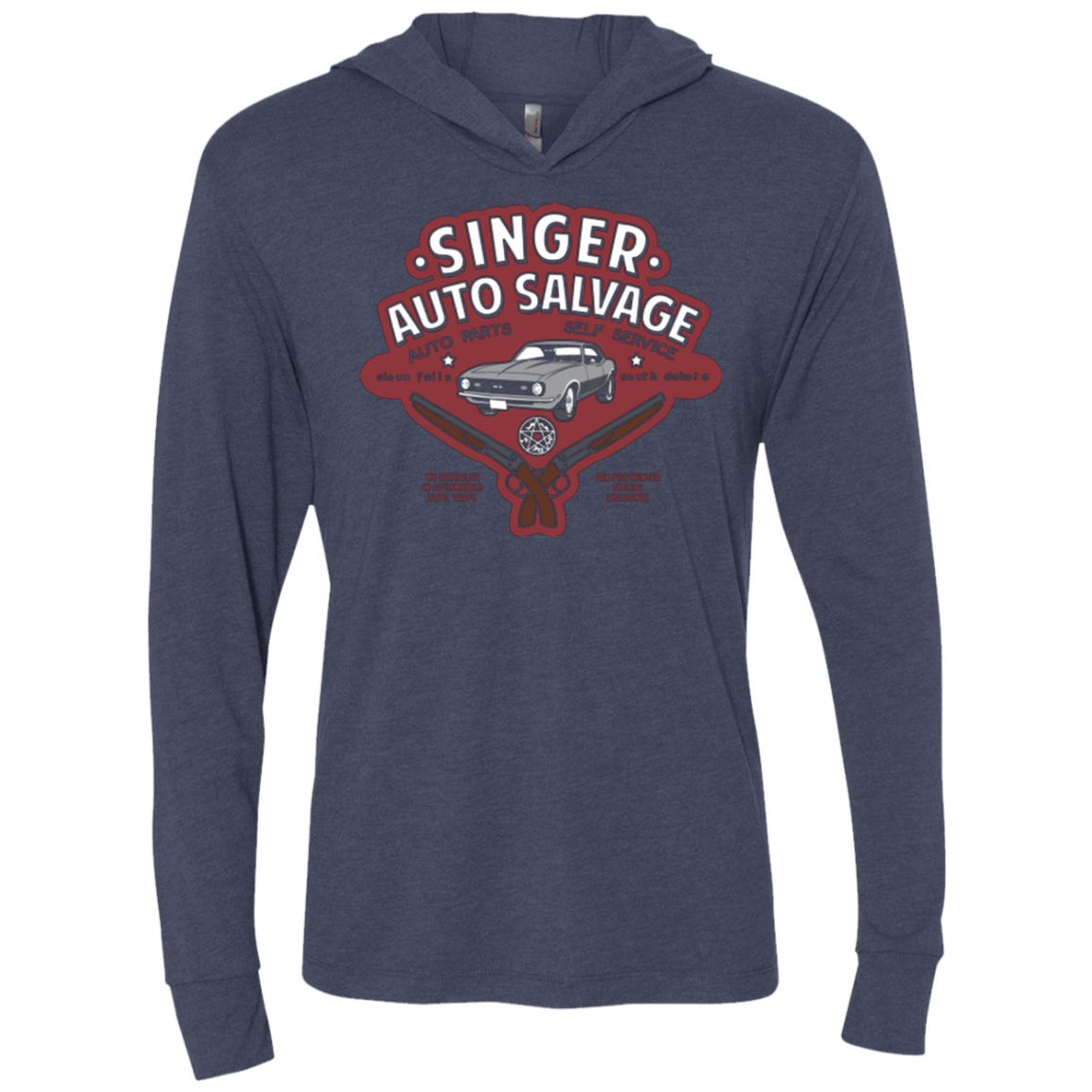 T-Shirts Vintage Navy / X-Small Singer Auto Salvage Triblend Long Sleeve Hoodie Tee