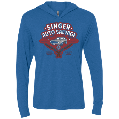 T-Shirts Vintage Royal / X-Small Singer Auto Salvage Triblend Long Sleeve Hoodie Tee