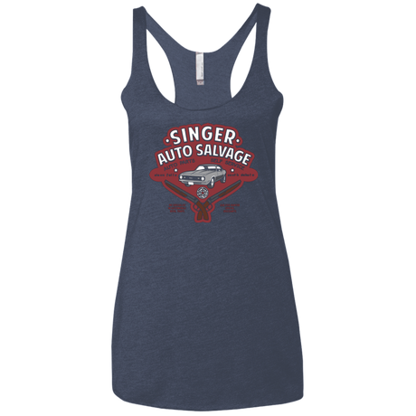 T-Shirts Vintage Navy / X-Small Singer Auto Salvage Women's Triblend Racerback Tank