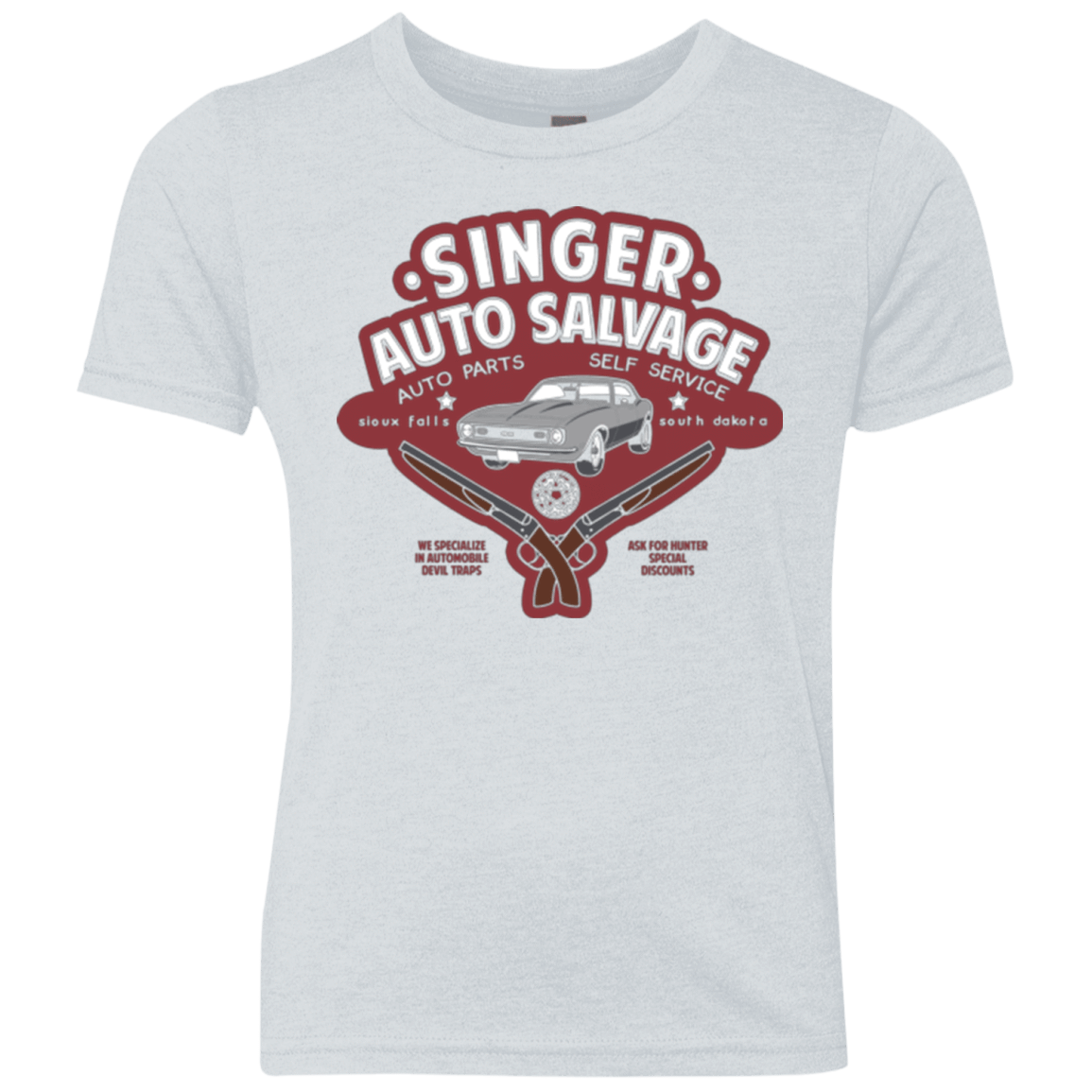 T-Shirts Heather White / YXS Singer Auto Salvage Youth Triblend T-Shirt