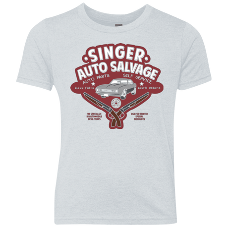 T-Shirts Heather White / YXS Singer Auto Salvage Youth Triblend T-Shirt