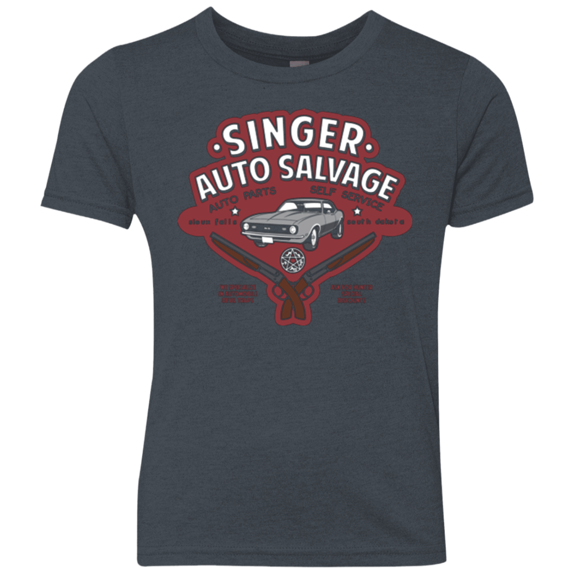 T-Shirts Vintage Navy / YXS Singer Auto Salvage Youth Triblend T-Shirt