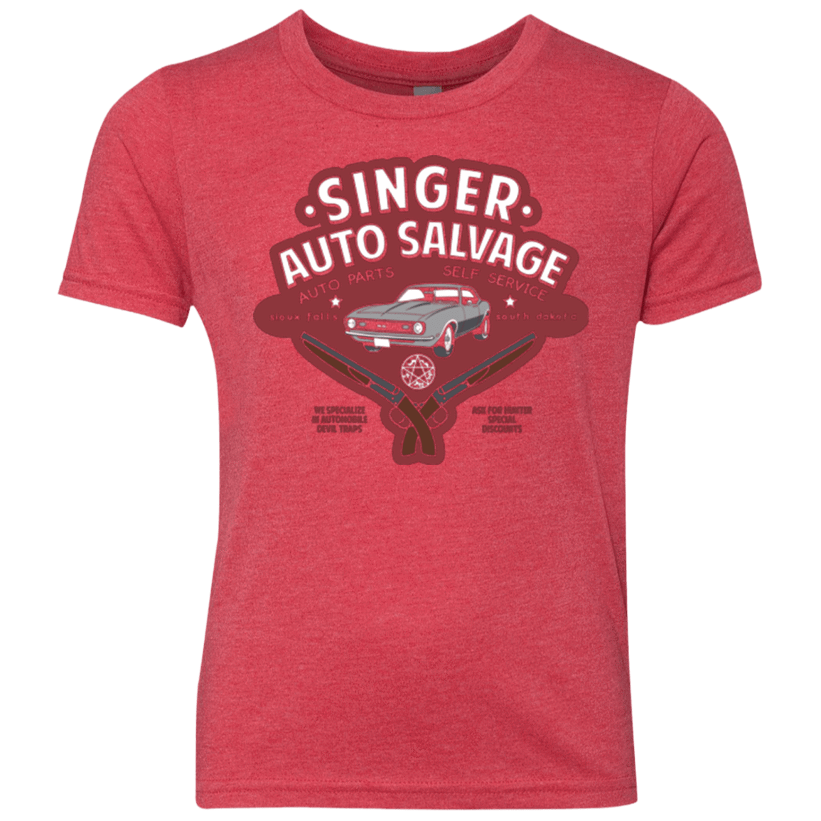 T-Shirts Vintage Red / YXS Singer Auto Salvage Youth Triblend T-Shirt