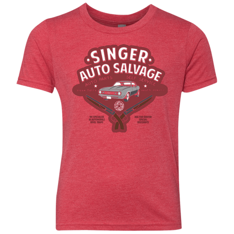 T-Shirts Vintage Red / YXS Singer Auto Salvage Youth Triblend T-Shirt