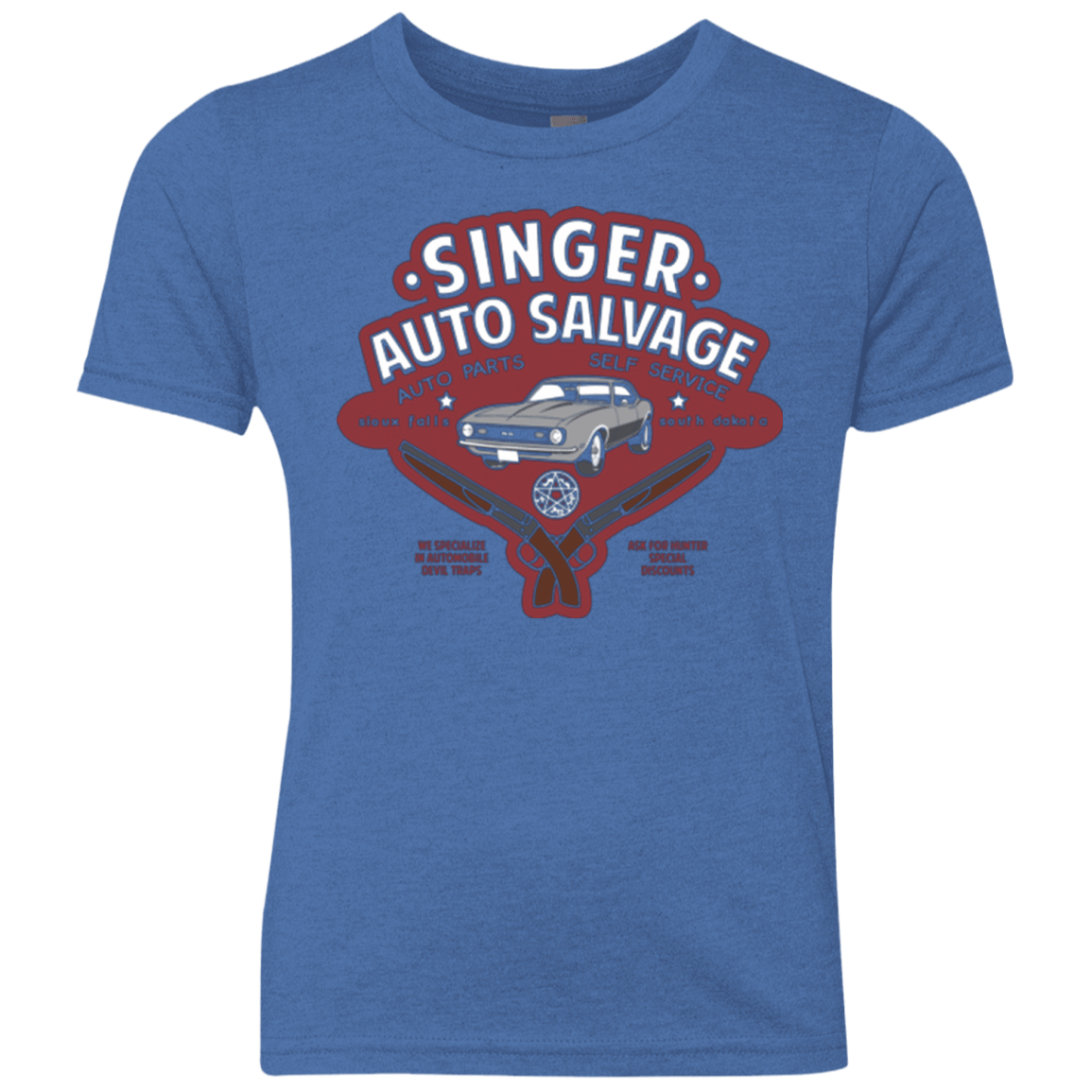 T-Shirts Vintage Royal / YXS Singer Auto Salvage Youth Triblend T-Shirt