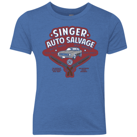 T-Shirts Vintage Royal / YXS Singer Auto Salvage Youth Triblend T-Shirt