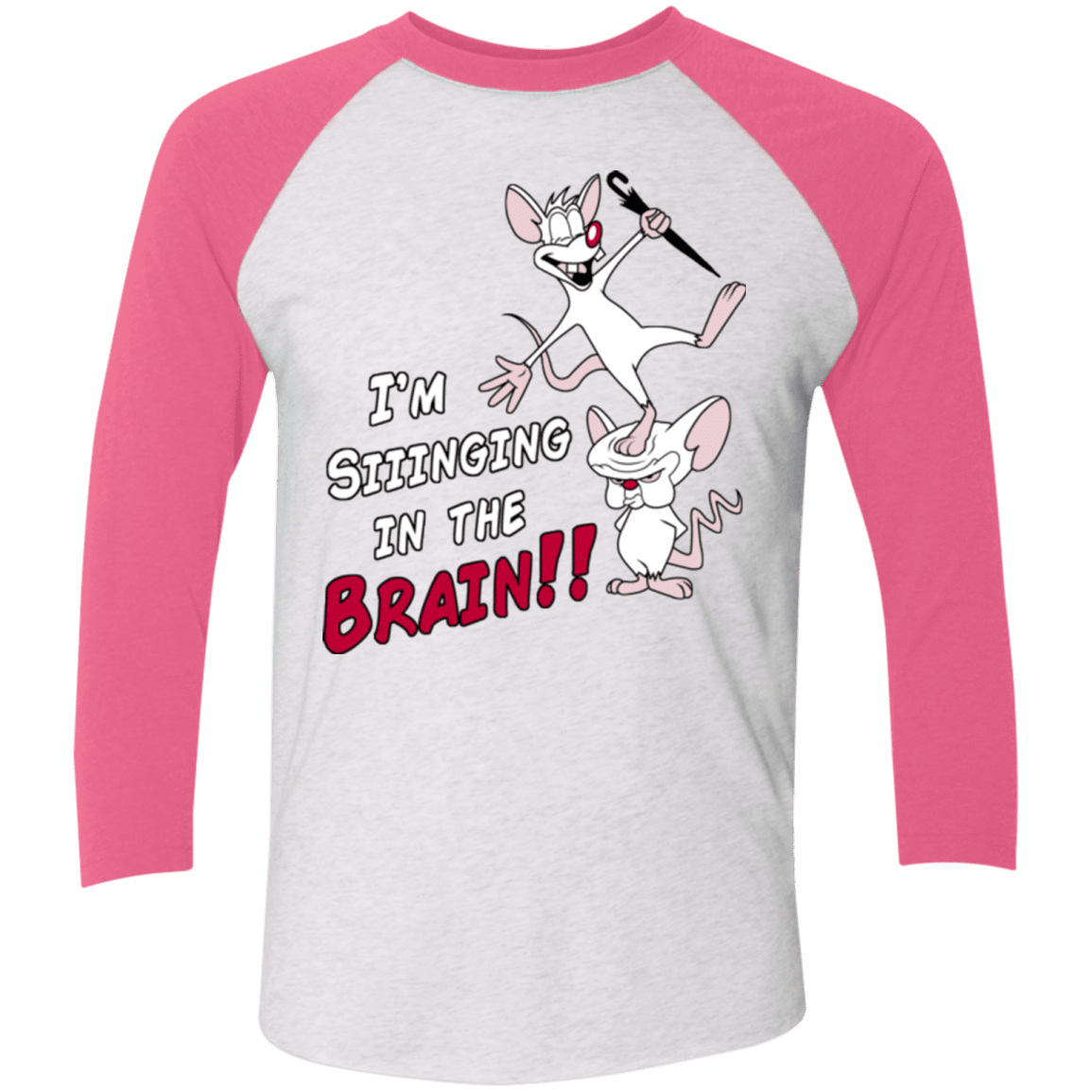 T-Shirts Heather White/Vintage Pink / X-Small Singing In The Brain Men's Triblend 3/4 Sleeve