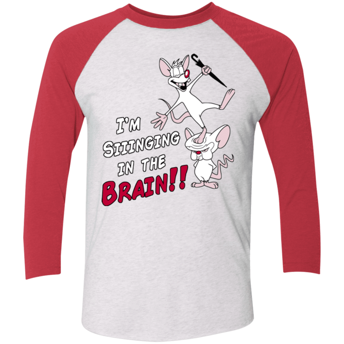 T-Shirts Heather White/Vintage Red / X-Small Singing In The Brain Men's Triblend 3/4 Sleeve