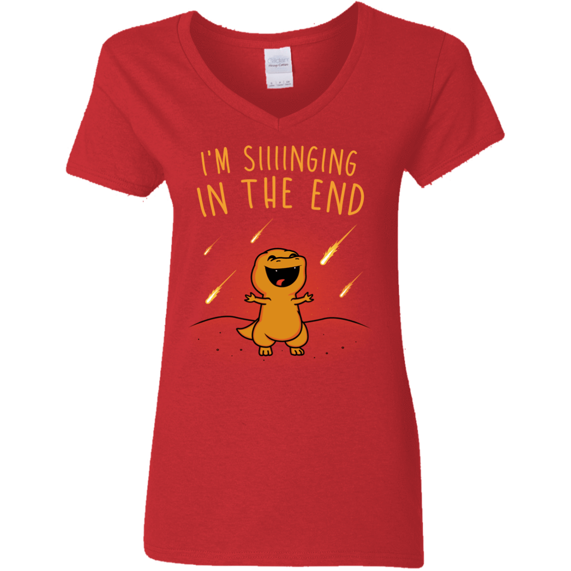 T-Shirts Red / S Singing in the End Women's V-Neck T-Shirt