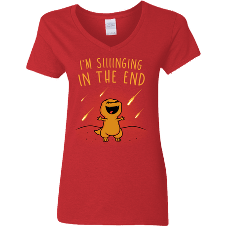 T-Shirts Red / S Singing in the End Women's V-Neck T-Shirt