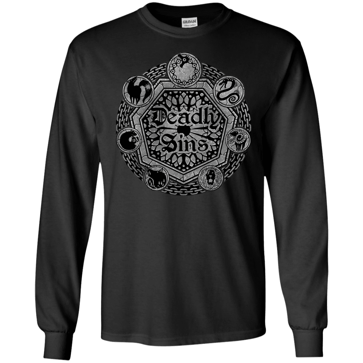 T-Shirts Black / S Sins Shield Men's Long Sleeve T-Shirt