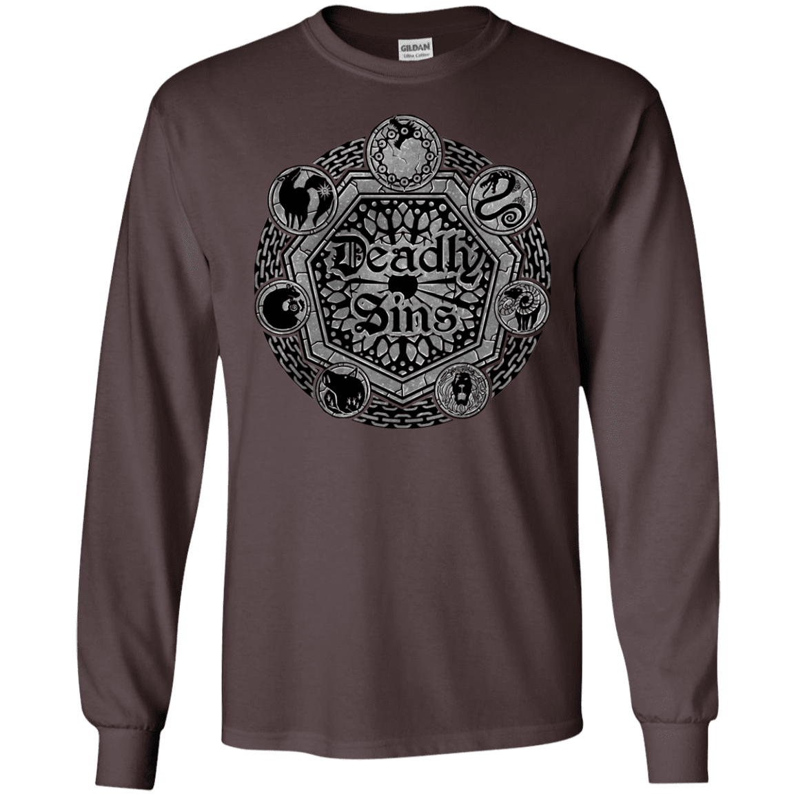 T-Shirts Dark Chocolate / S Sins Shield Men's Long Sleeve T-Shirt