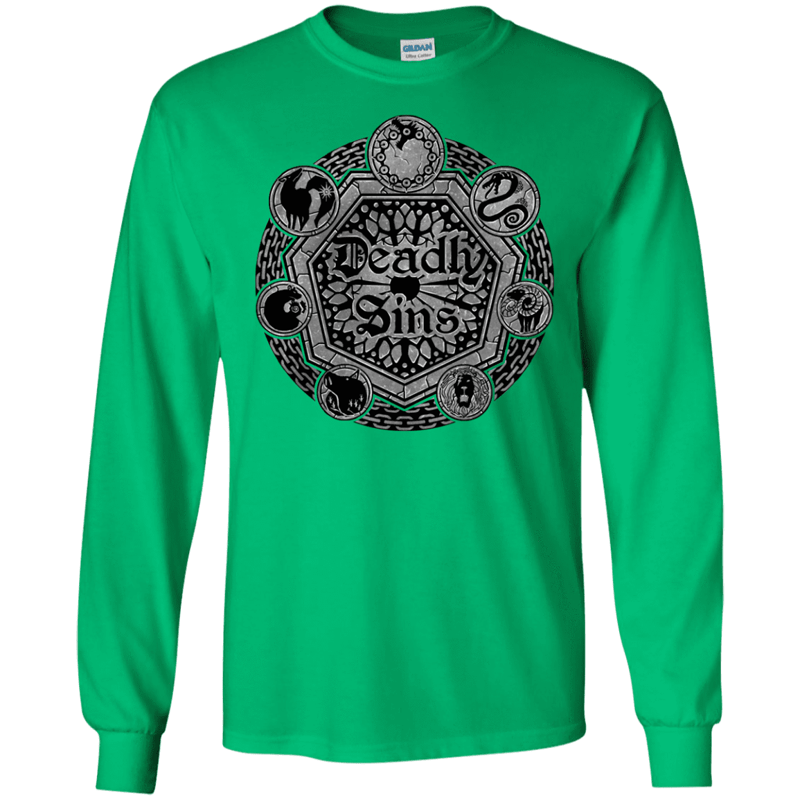 T-Shirts Irish Green / S Sins Shield Men's Long Sleeve T-Shirt