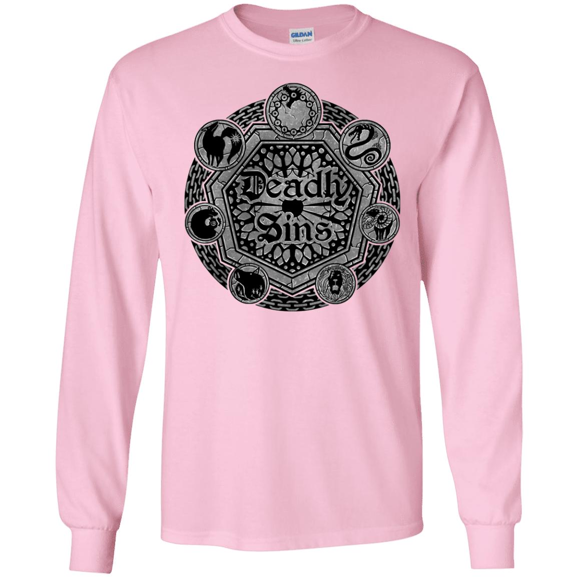 T-Shirts Light Pink / S Sins Shield Men's Long Sleeve T-Shirt