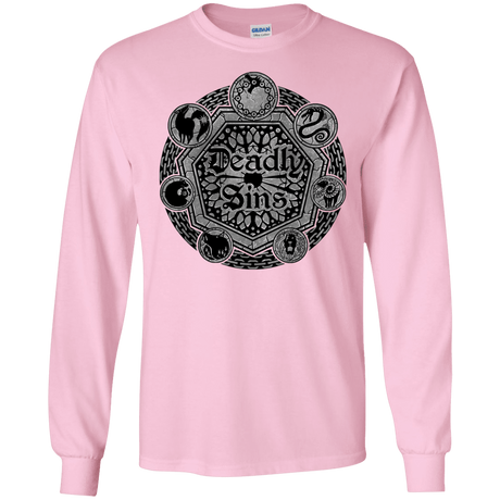 T-Shirts Light Pink / S Sins Shield Men's Long Sleeve T-Shirt