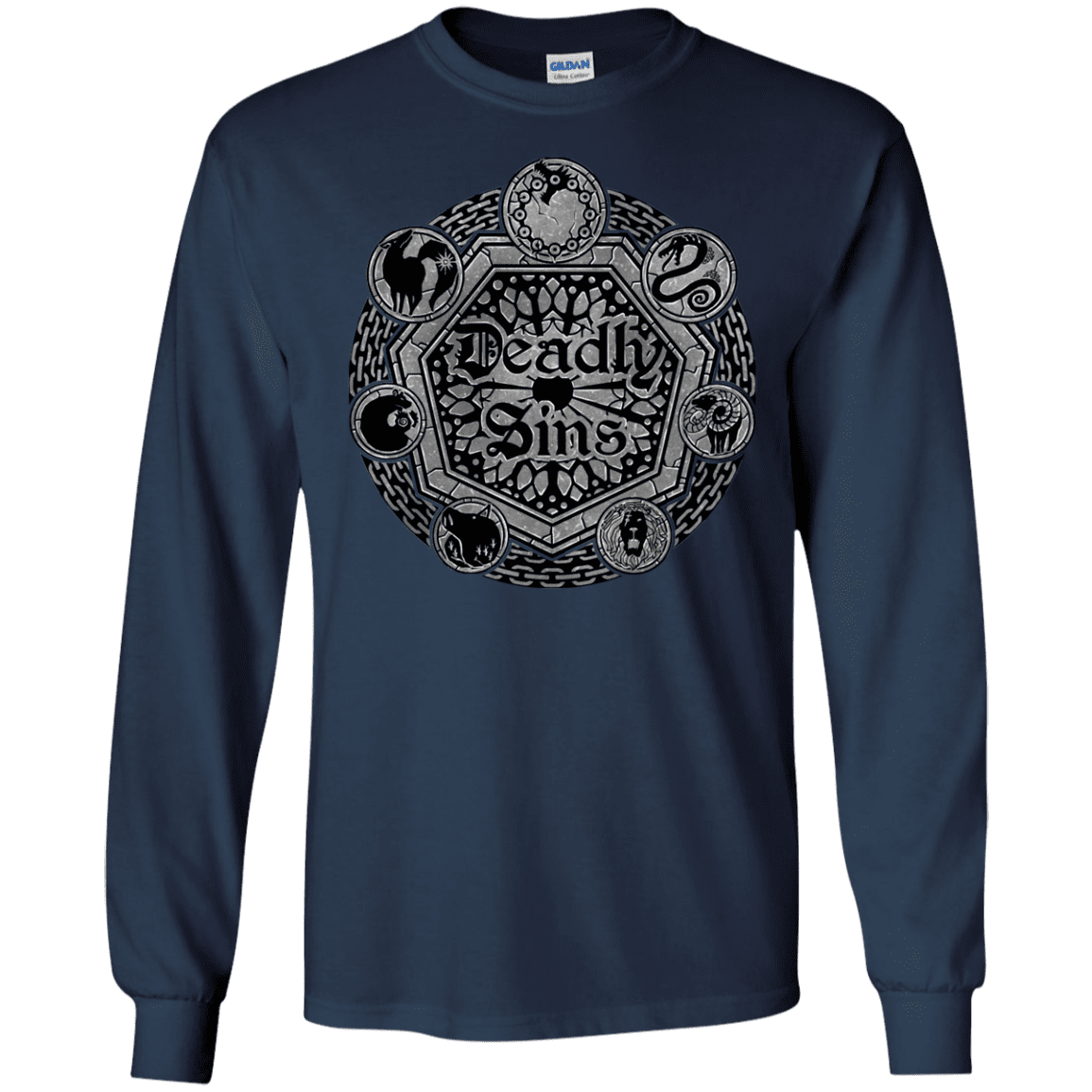 T-Shirts Navy / S Sins Shield Men's Long Sleeve T-Shirt