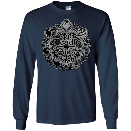 T-Shirts Navy / S Sins Shield Men's Long Sleeve T-Shirt