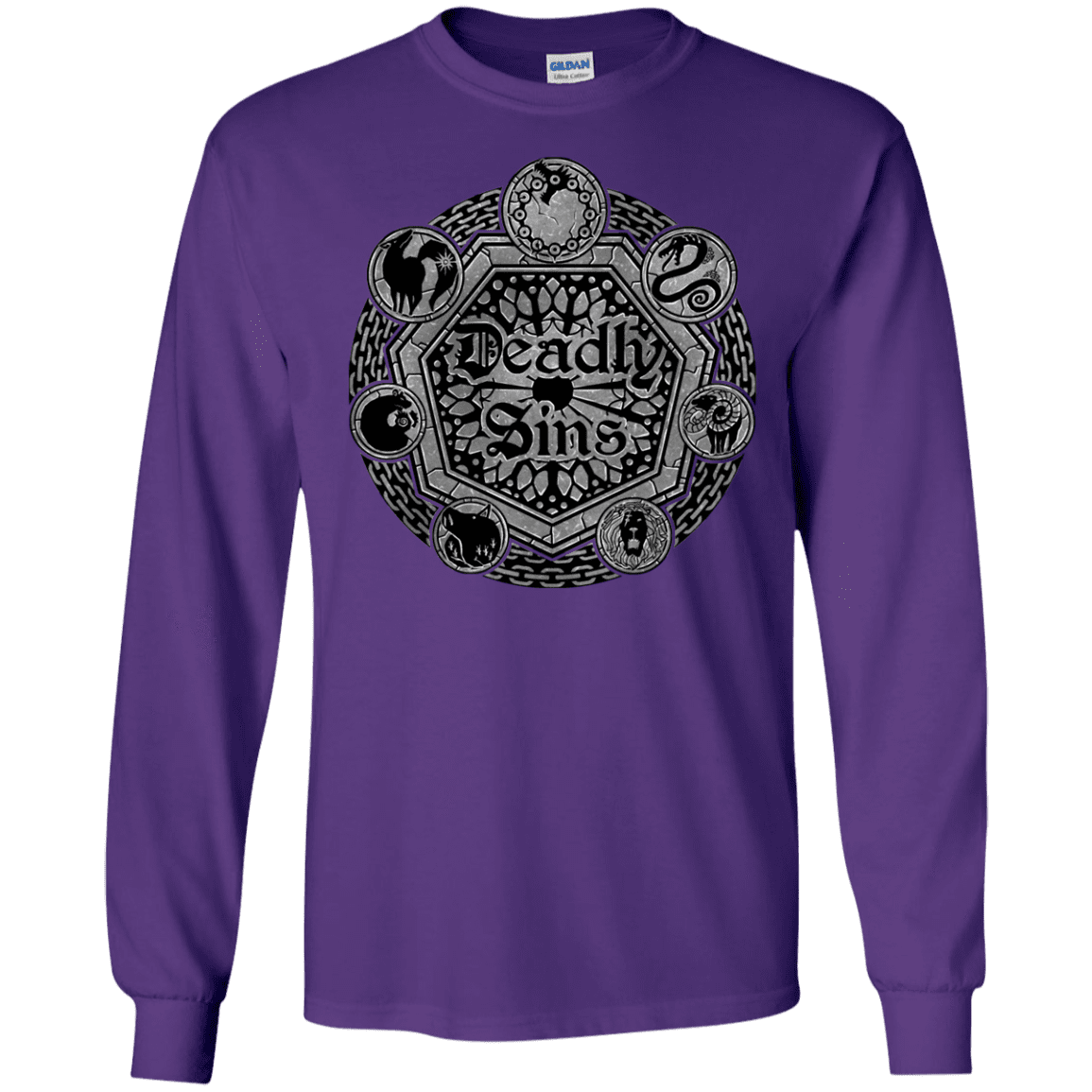 T-Shirts Purple / S Sins Shield Men's Long Sleeve T-Shirt