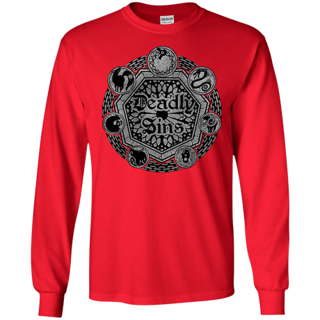 T-Shirts Red / S Sins Shield Men's Long Sleeve T-Shirt