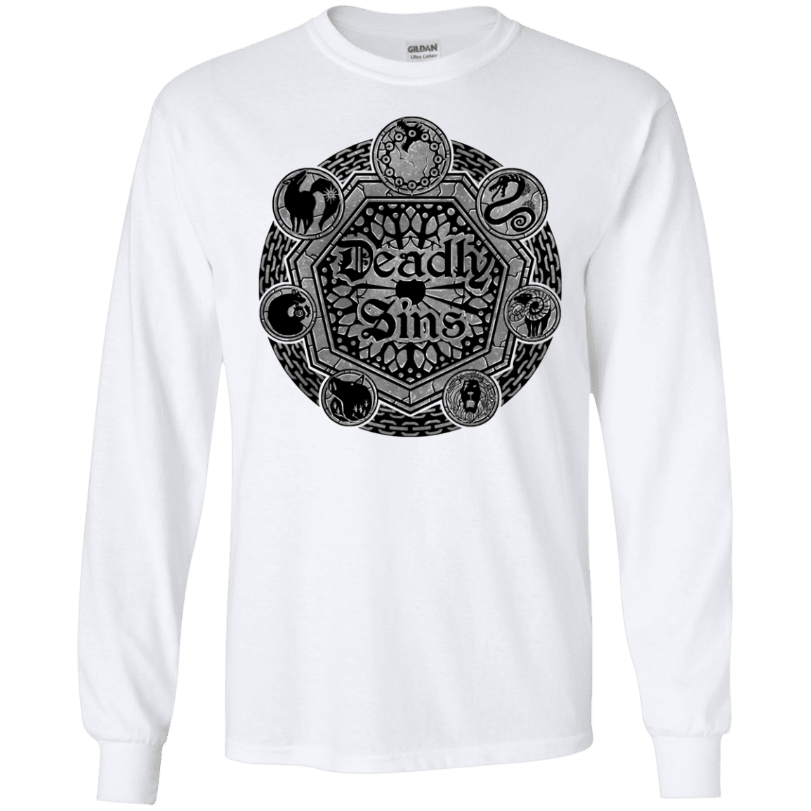 T-Shirts White / S Sins Shield Men's Long Sleeve T-Shirt