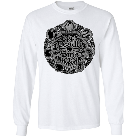 T-Shirts White / S Sins Shield Men's Long Sleeve T-Shirt