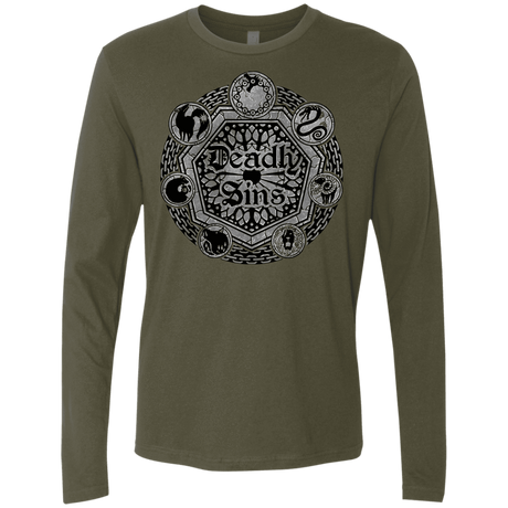 T-Shirts Military Green / S Sins Shield Men's Premium Long Sleeve