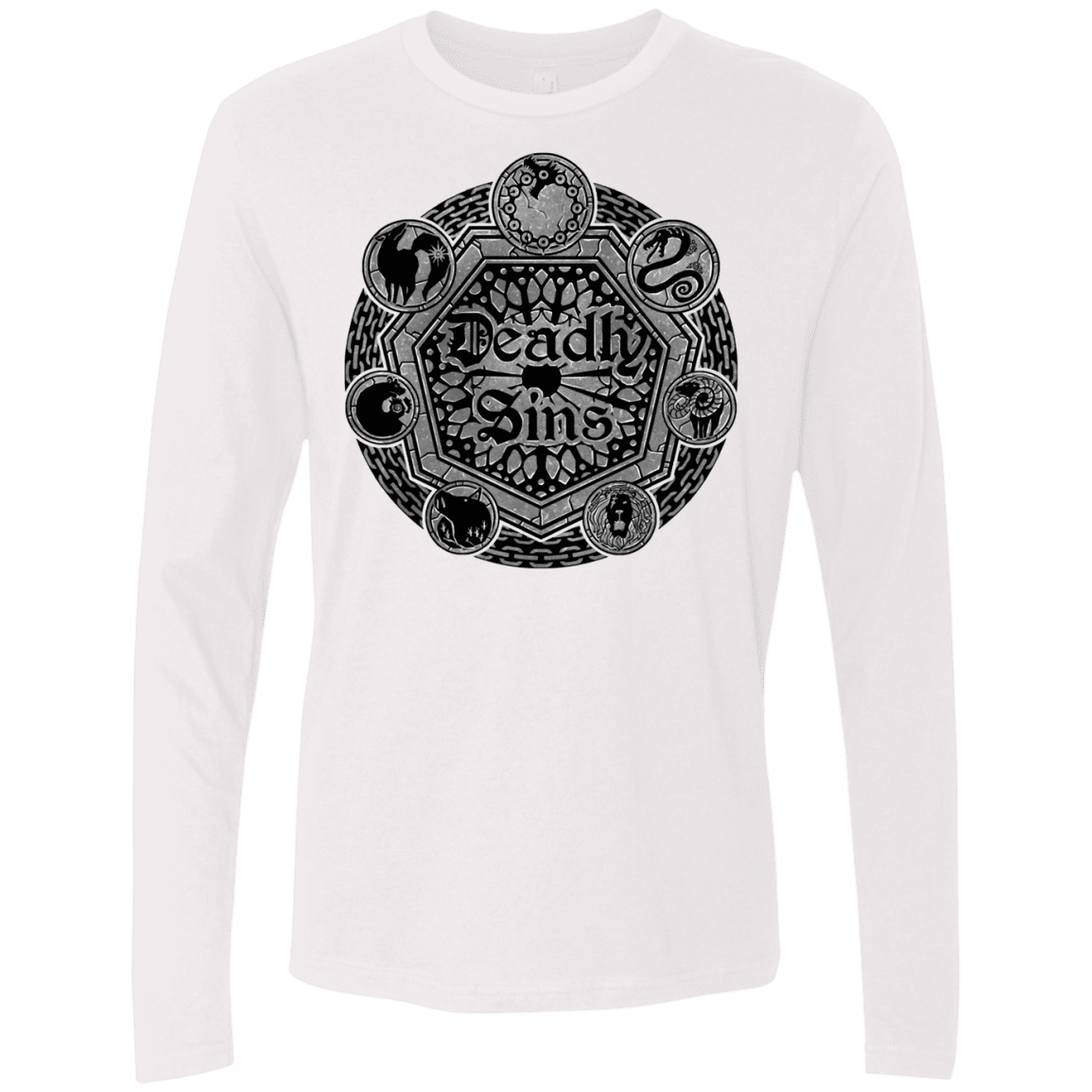 T-Shirts White / S Sins Shield Men's Premium Long Sleeve