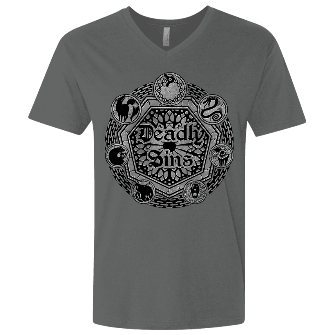 T-Shirts Heavy Metal / X-Small Sins Shield Men's Premium V-Neck