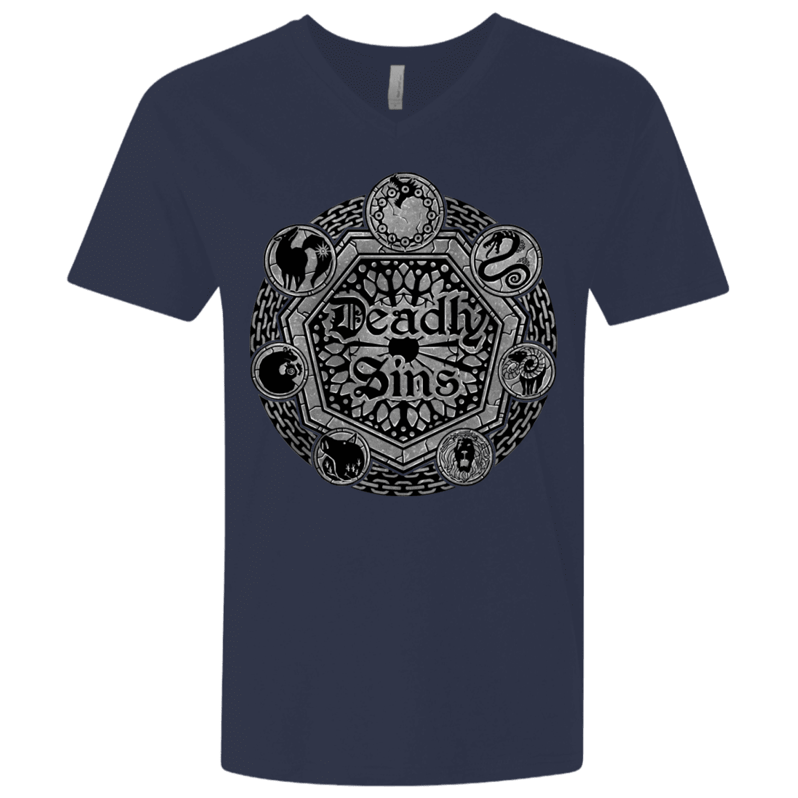 T-Shirts Midnight Navy / X-Small Sins Shield Men's Premium V-Neck