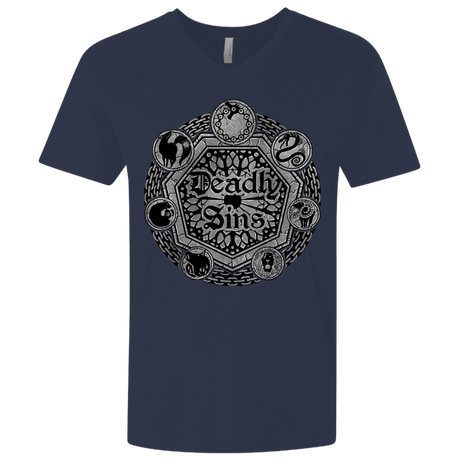 T-Shirts Midnight Navy / X-Small Sins Shield Men's Premium V-Neck