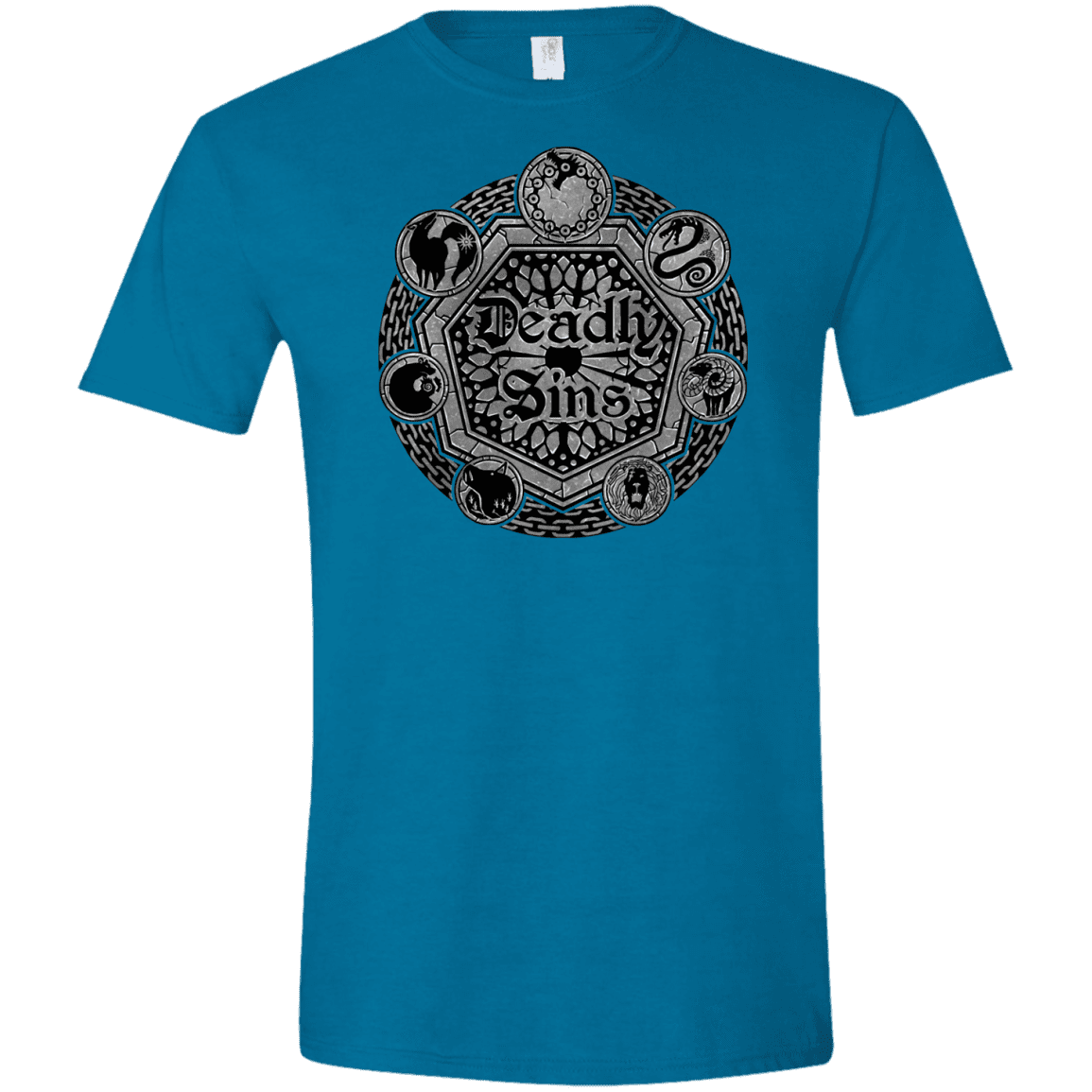 T-Shirts Antique Sapphire / S Sins Shield Men's Semi-Fitted Softstyle