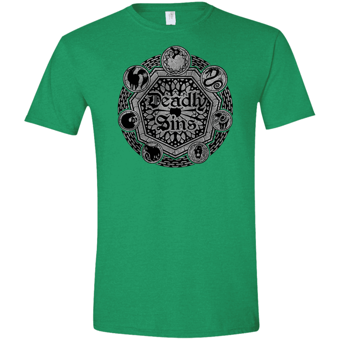 T-Shirts Heather Irish Green / S Sins Shield Men's Semi-Fitted Softstyle