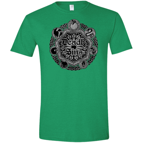 T-Shirts Heather Irish Green / S Sins Shield Men's Semi-Fitted Softstyle