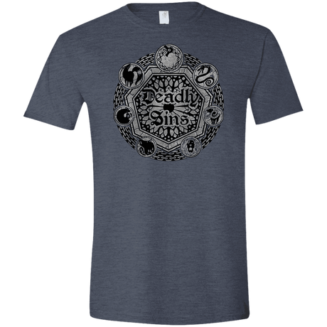 T-Shirts Heather Navy / S Sins Shield Men's Semi-Fitted Softstyle