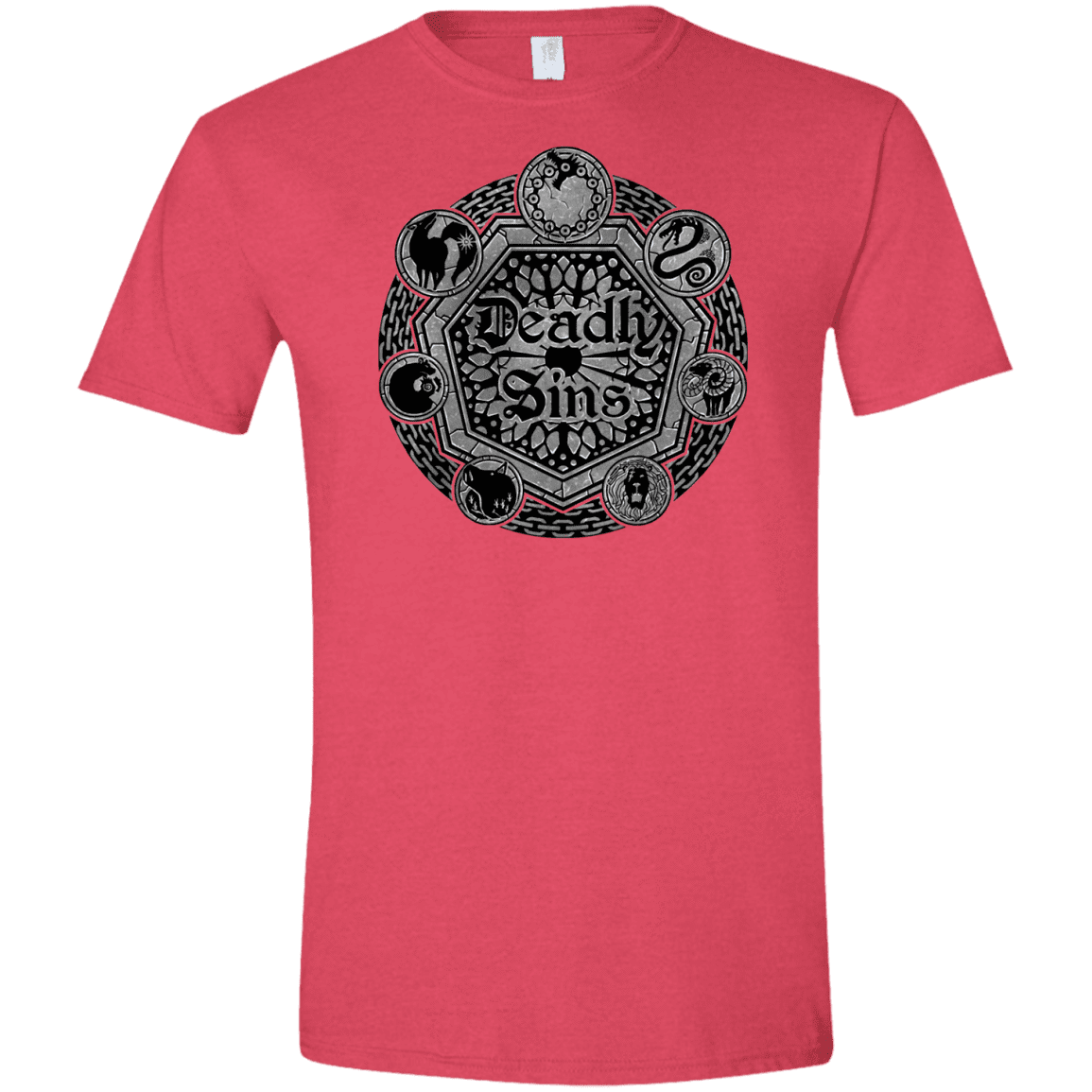 T-Shirts Heather Red / S Sins Shield Men's Semi-Fitted Softstyle