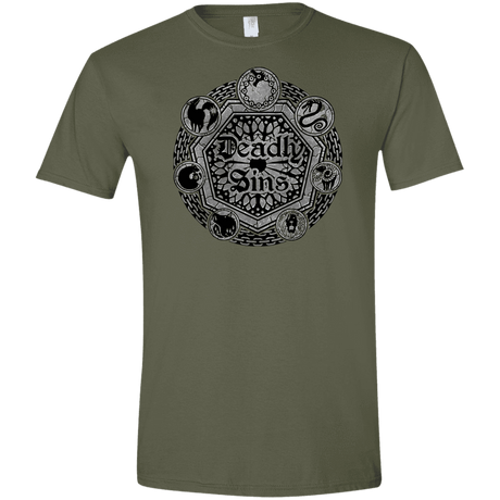 T-Shirts Military Green / S Sins Shield Men's Semi-Fitted Softstyle