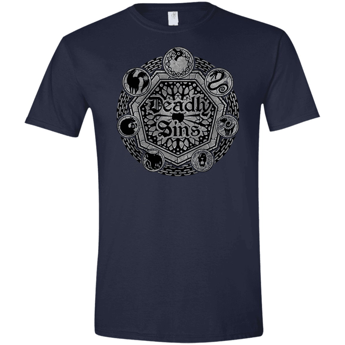 T-Shirts Navy / X-Small Sins Shield Men's Semi-Fitted Softstyle