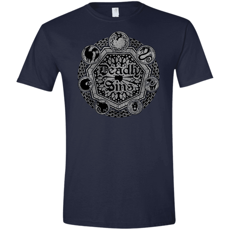 T-Shirts Navy / X-Small Sins Shield Men's Semi-Fitted Softstyle